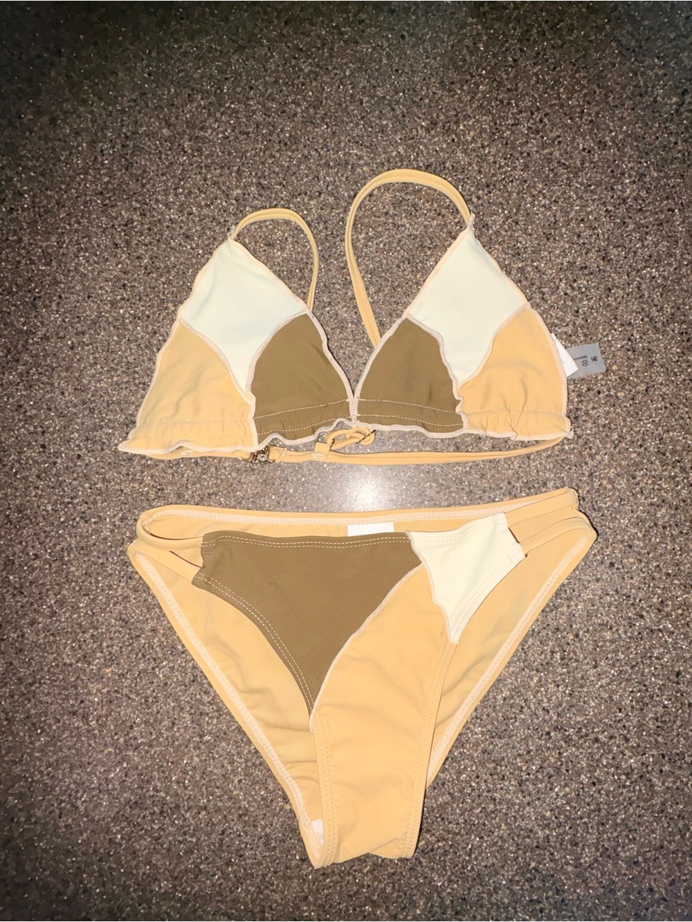 SHEIN 2 bathing suits Colorblock Triangle Bikini Set and purple floral bikini